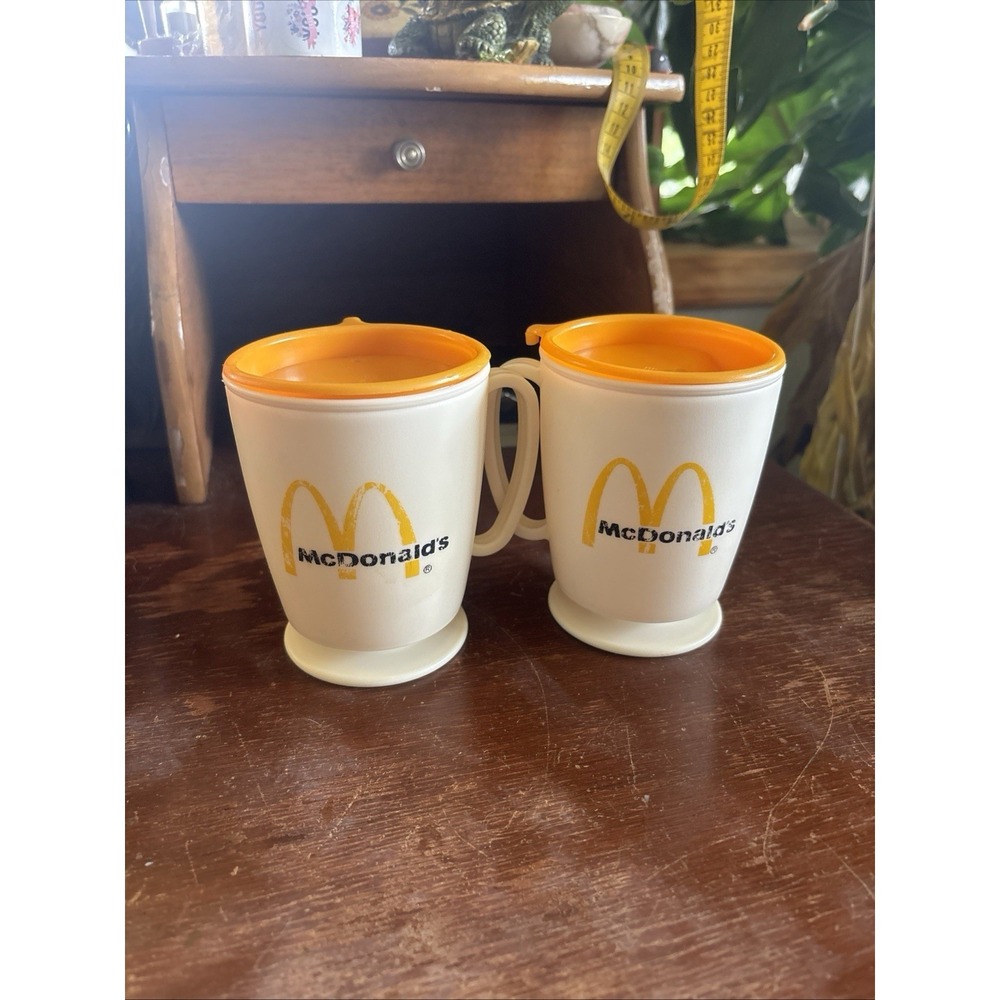 2 Whirley Industries 1990s Retro McDonald's Coffee Club Travel Plastic Cups